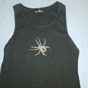 Black Tank Top with Spider Design